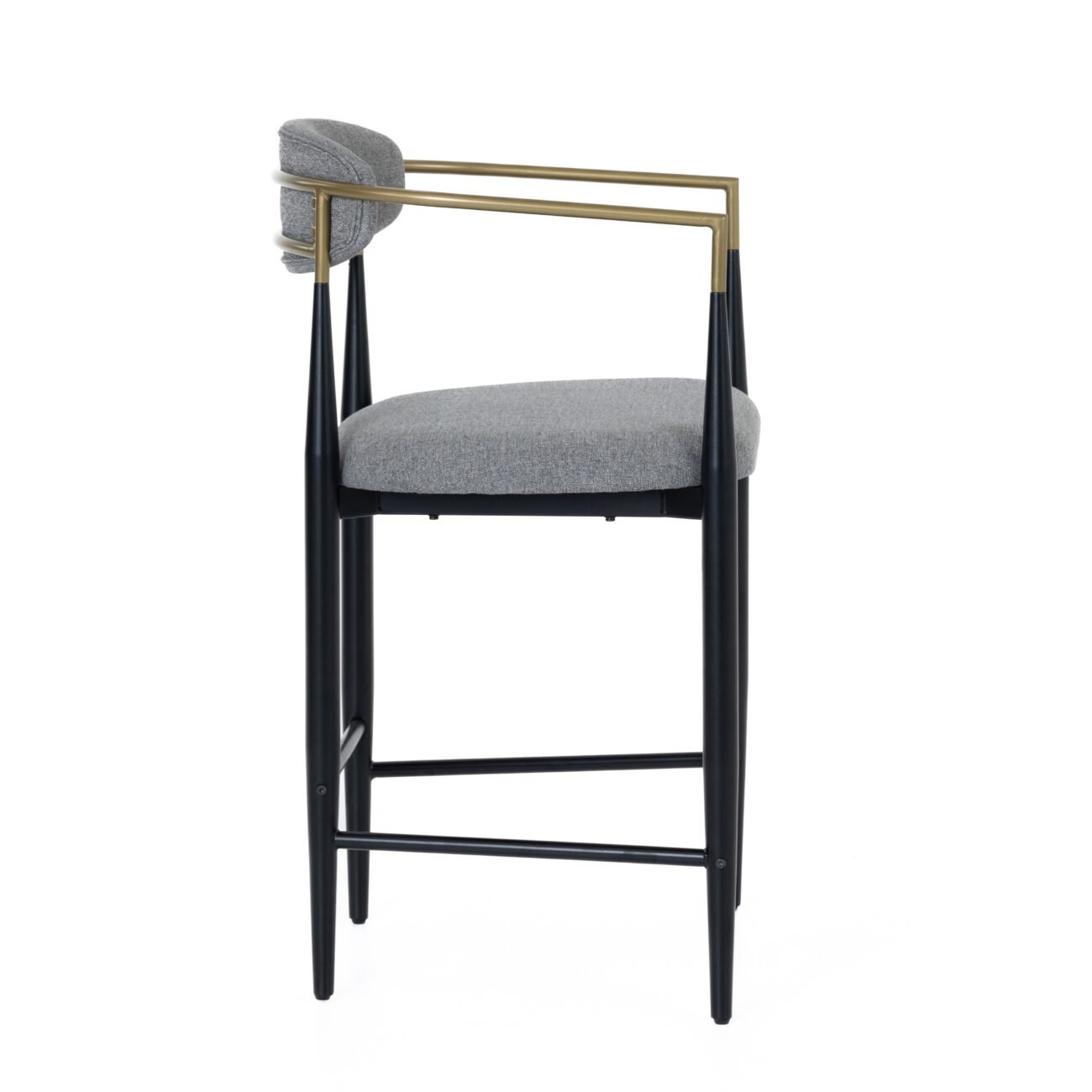 Modrest Buchtel - Mid-Century Modern Medium Grey + Gold Arm + Black Counter Chair - Image 2