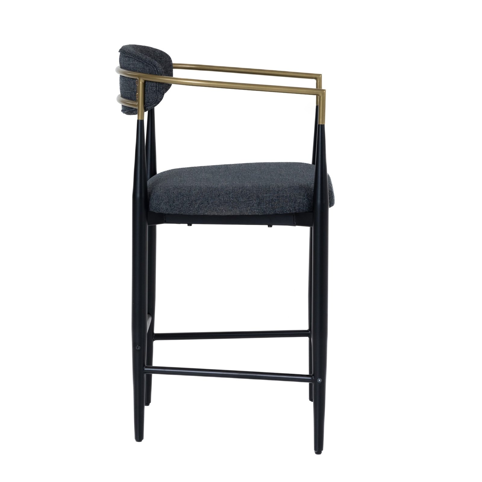 Modrest Buchtel - Mid-Century Modern Dark Grey + Gold Arm + Black Counter Chair - Image 2