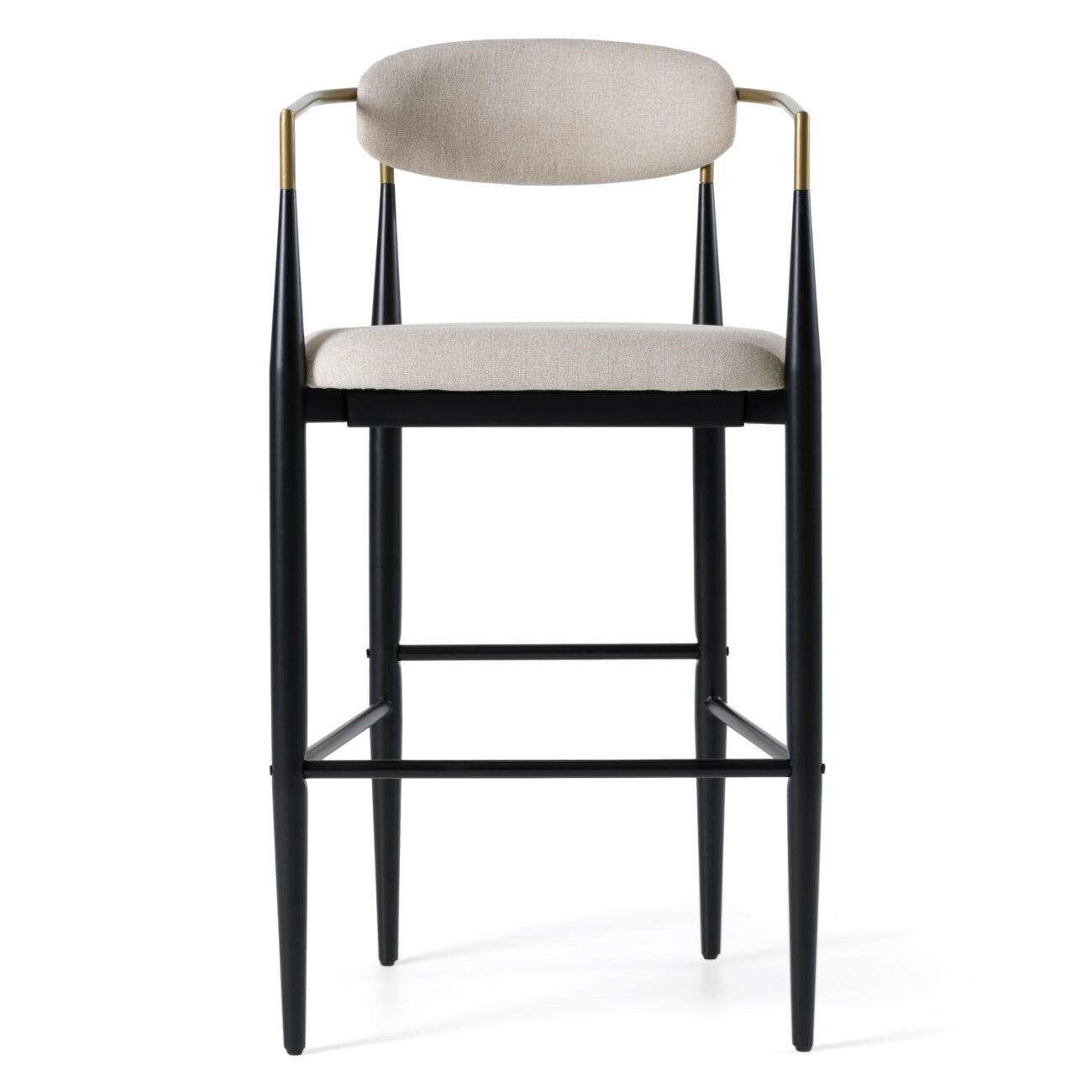 Modrest Buchtel - Mid-Century Modern Beige + Gold Arm + Black Bar Chair