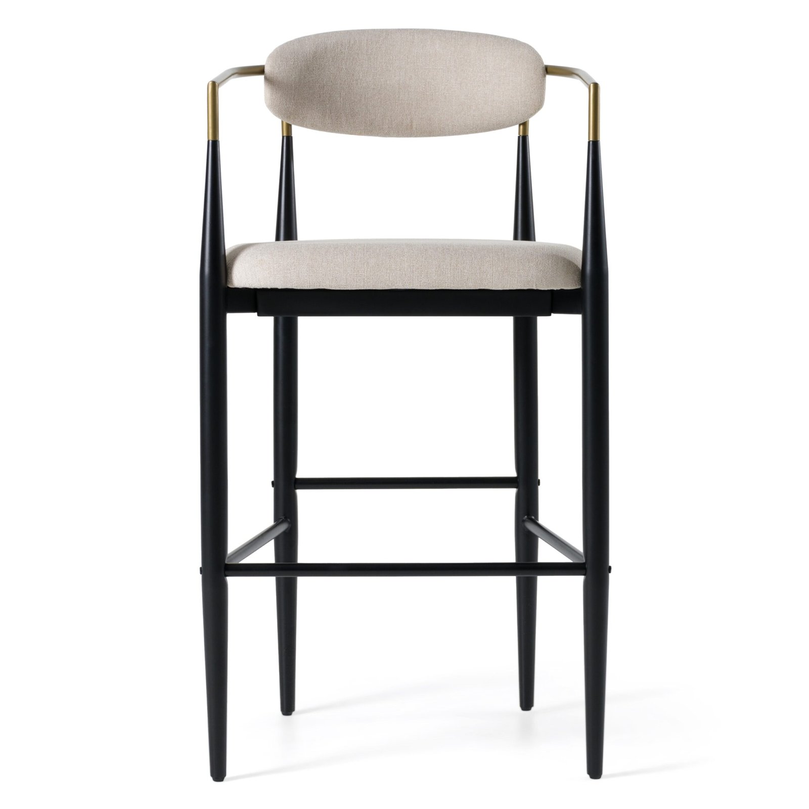 Modrest Buchtel - Mid-Century Modern Beige + Gold Arm + Black Bar Chair