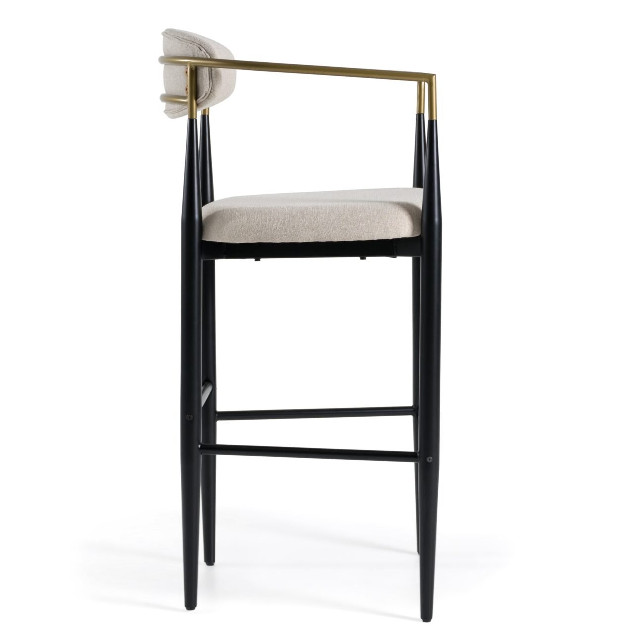 Modrest Buchtel - Mid-Century Modern Beige + Gold Arm + Black Bar Chair - Image 2