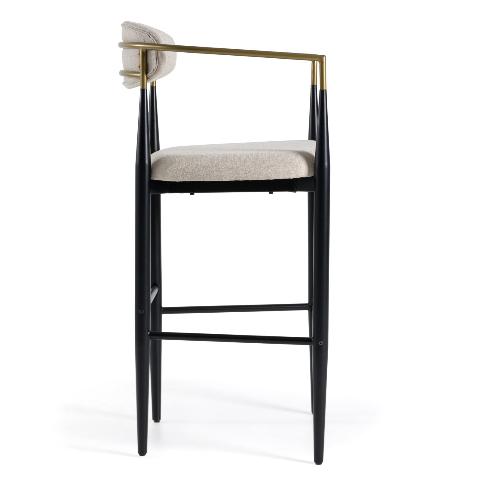 Modrest Buchtel - Mid-Century Modern Beige + Gold Arm + Black Bar Chair - Image 2