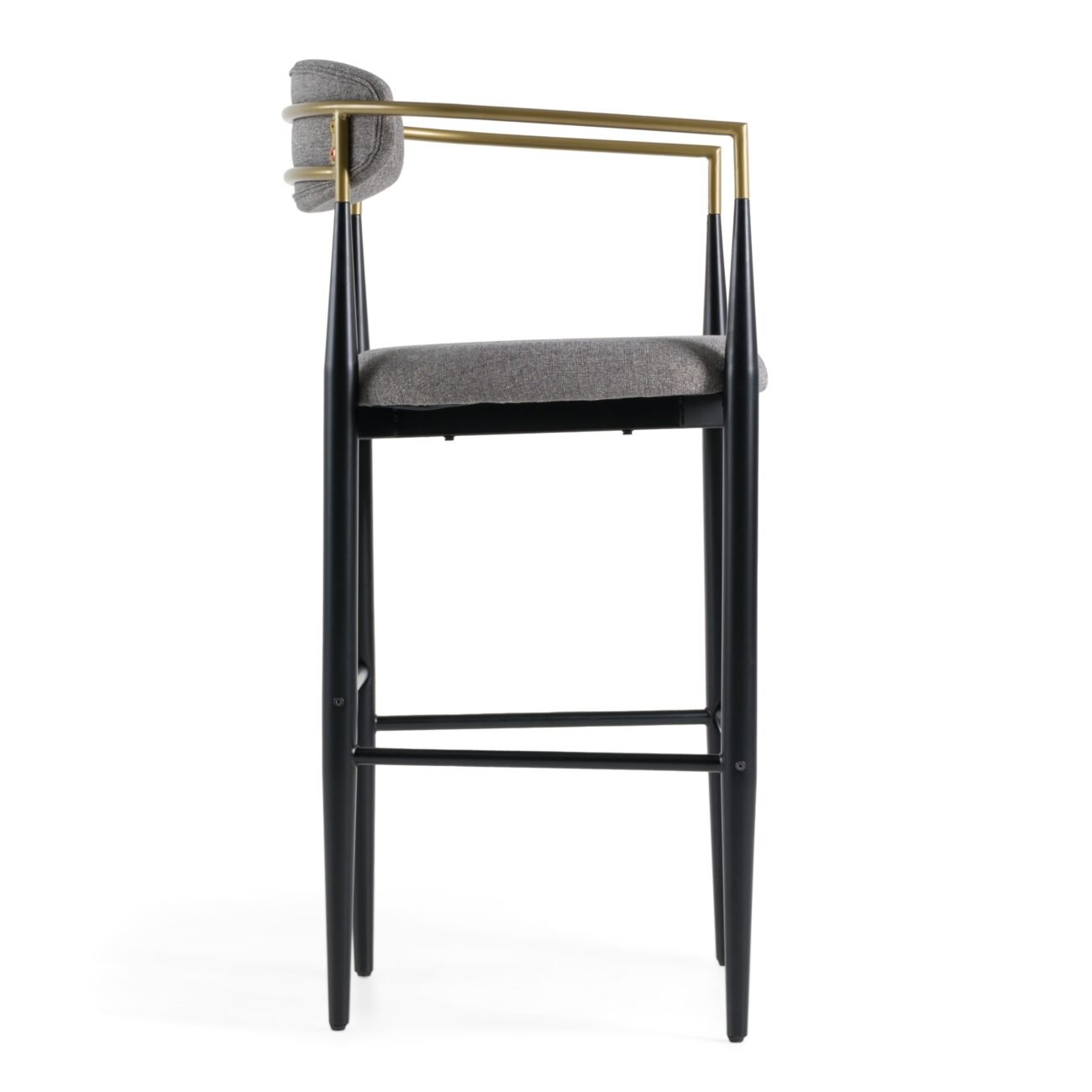 Modrest Buchtel - Mid-Century Modern Medium Grey + Gold Arm + Black Bar Chair - Image 2