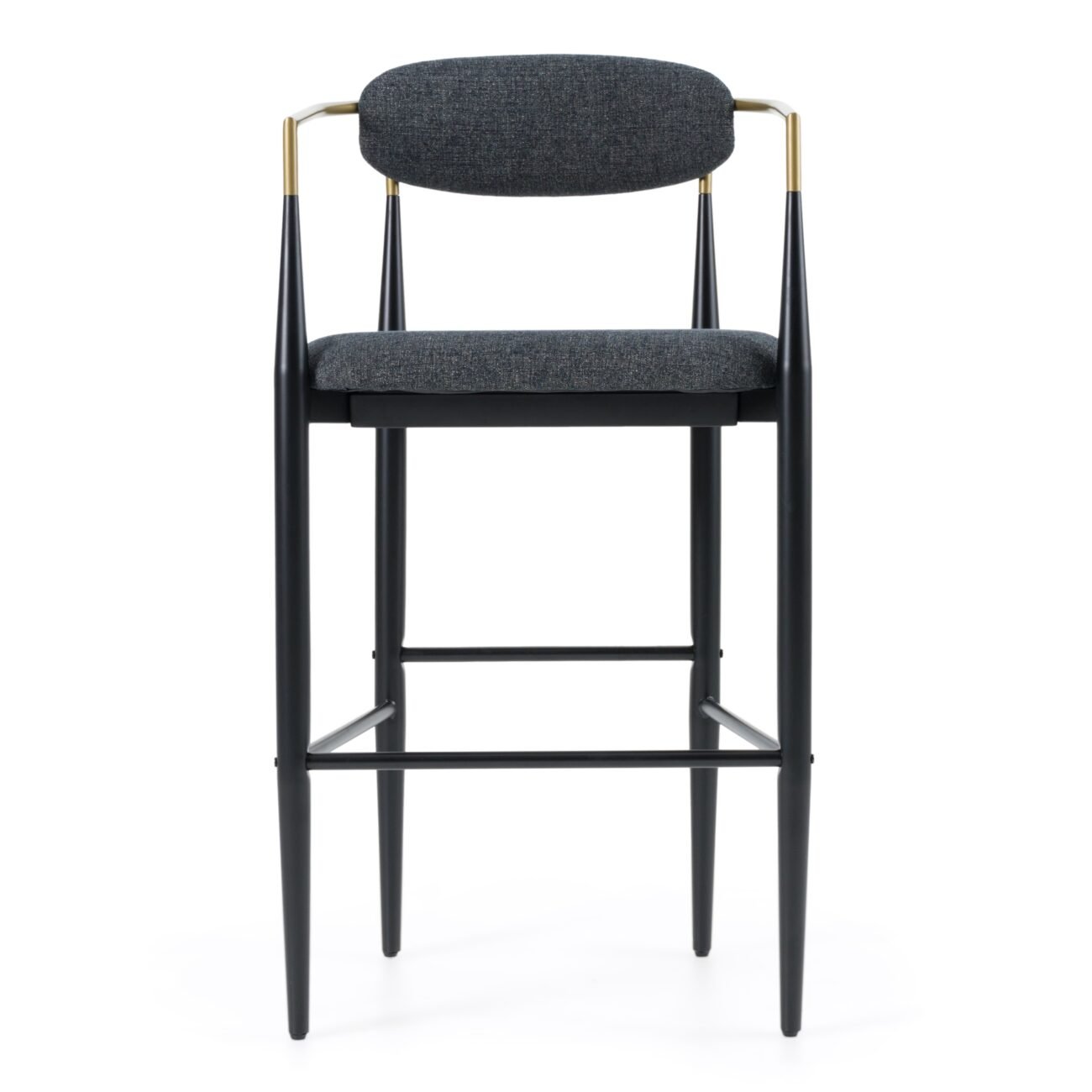 Modrest Buchtel - Mid-Century Modern Dark Grey + Gold Arm + Black Bar Chair