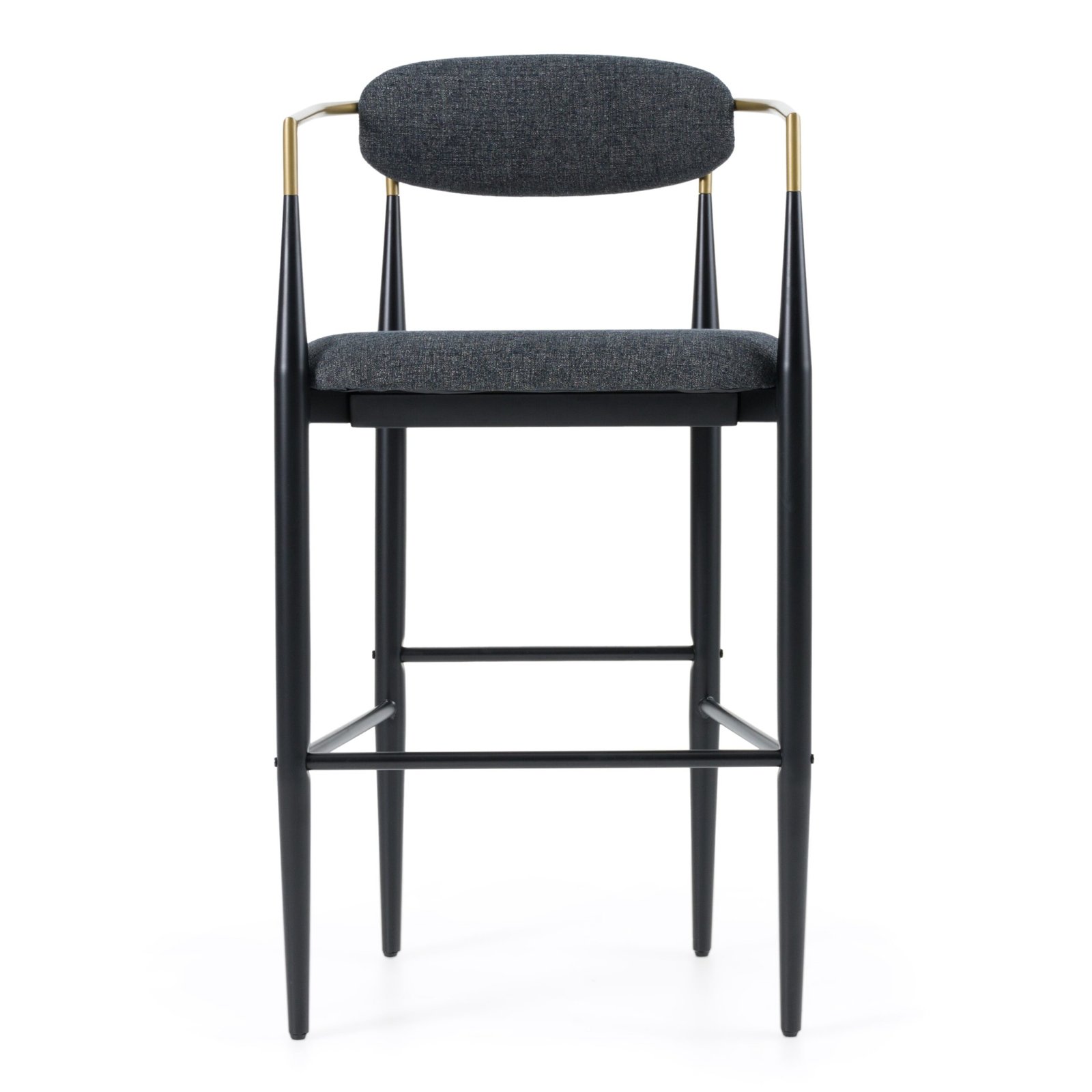 Modrest Buchtel - Mid-Century Modern Dark Grey + Gold Arm + Black Bar Chair