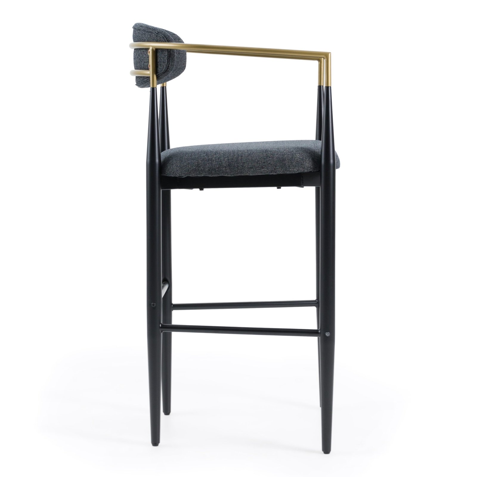 Modrest Buchtel - Mid-Century Modern Dark Grey + Gold Arm + Black Bar Chair - Image 2