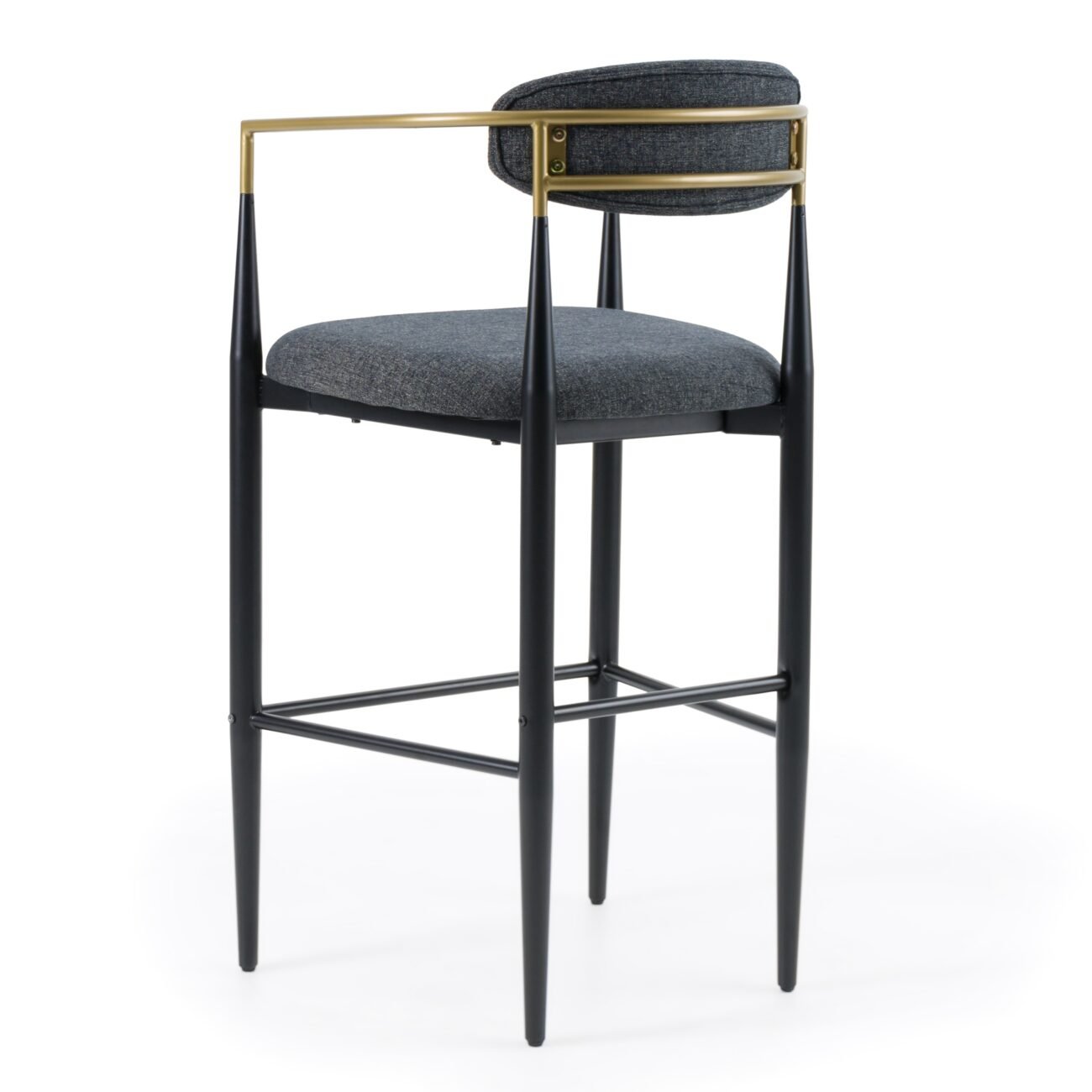 Modrest Buchtel - Mid-Century Modern Dark Grey + Gold Arm + Black Bar Chair - Image 4
