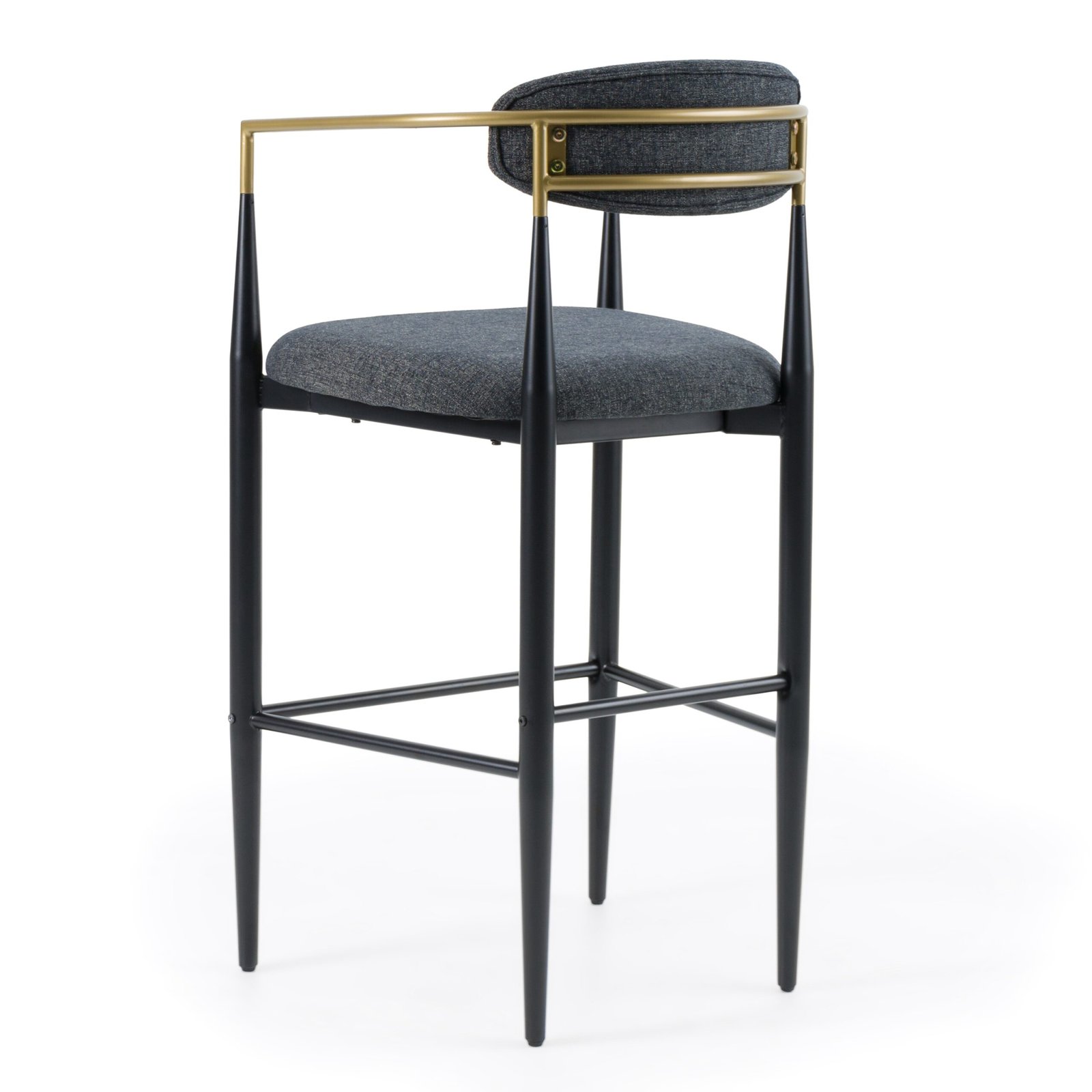 Modrest Buchtel - Mid-Century Modern Dark Grey + Gold Arm + Black Bar Chair - Image 4