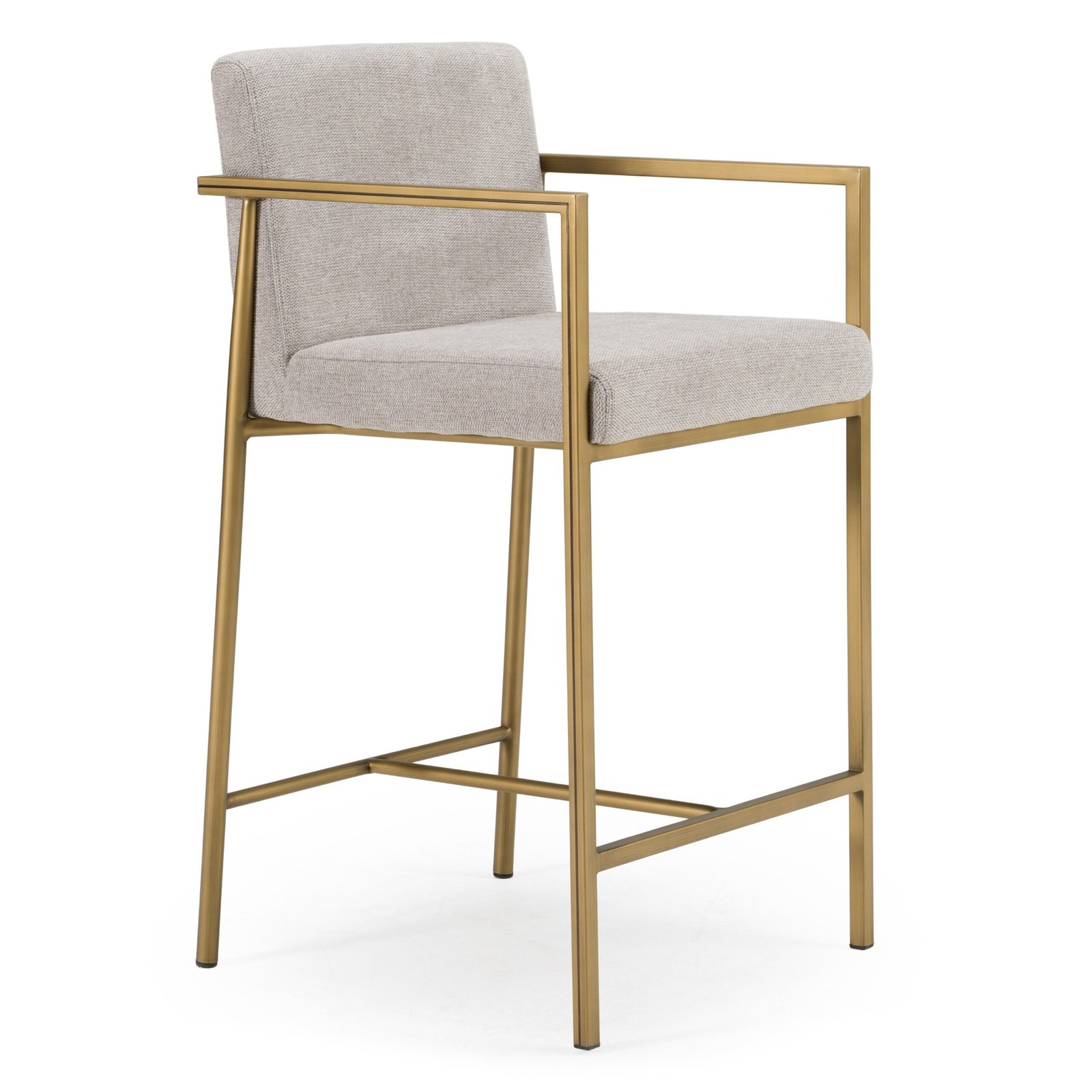 Modrest Burnham- Contemporary Light Grey Fabric + Brass Counter Stool - Image 2