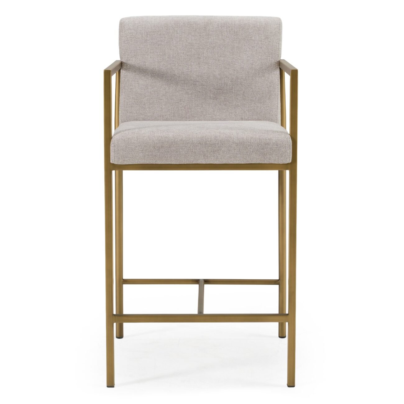 Modrest Burnham- Contemporary Light Grey Fabric + Brass Counter Stool - Image 3