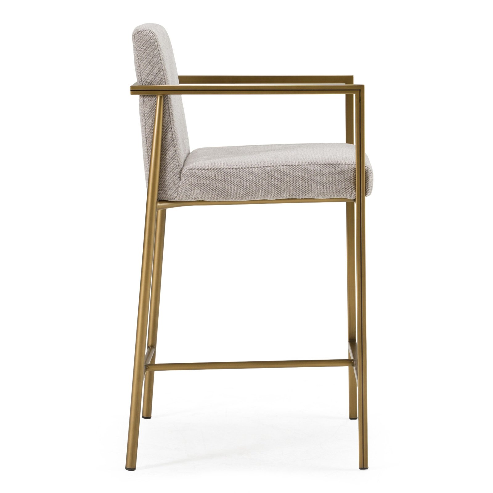 Modrest Burnham- Contemporary Light Grey Fabric + Brass Counter Stool - Image 4