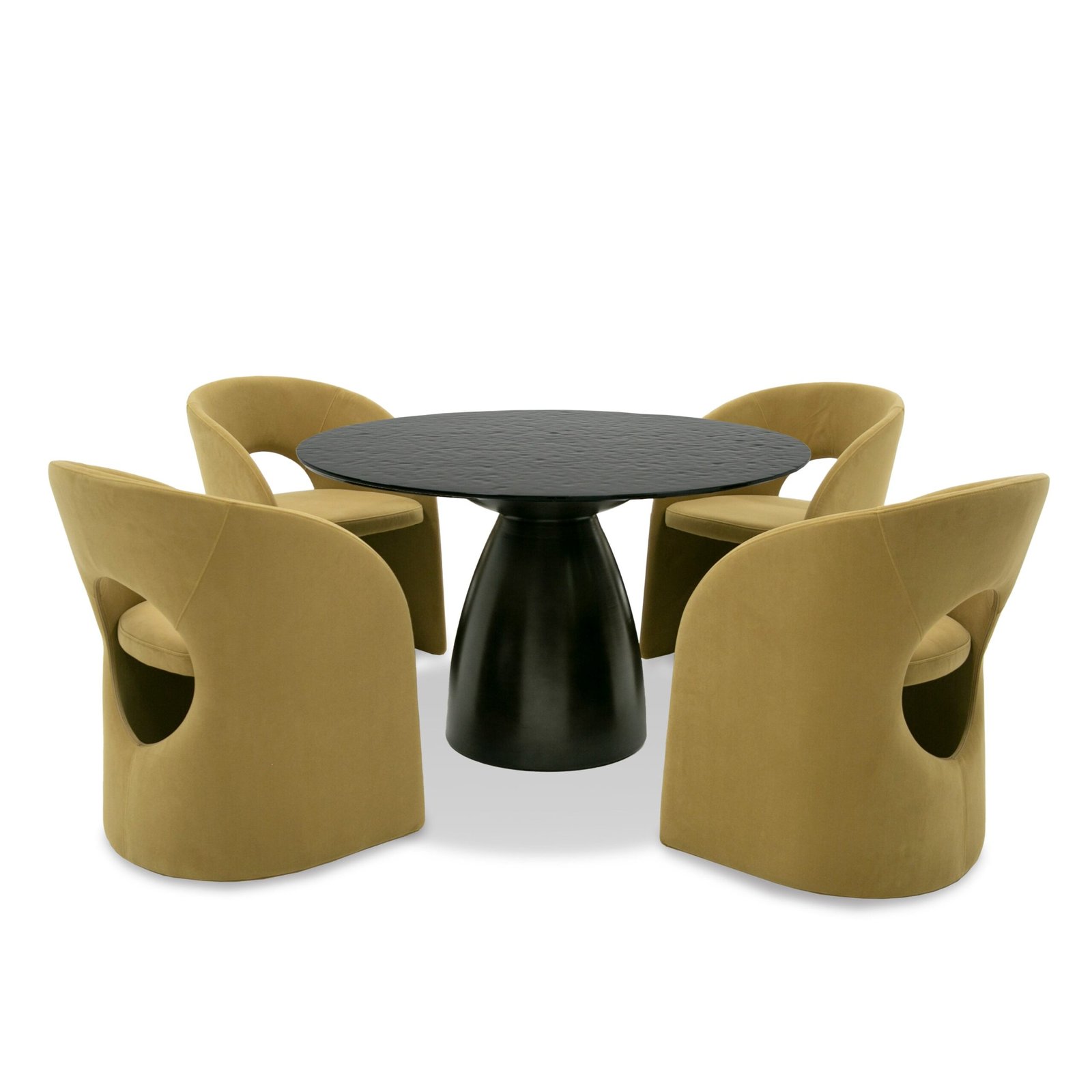 Modrest Calexico - Contemporary Black Wave Glass Round Dining Table - Image 2
