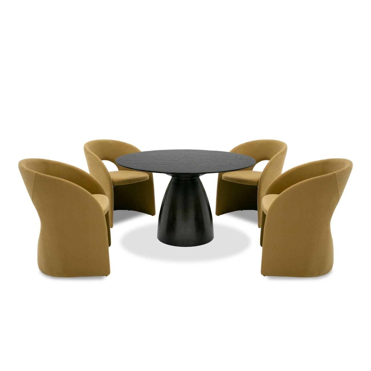 Modrest Calexico - Contemporary Black Wave Glass Round Dining Table - Image 3