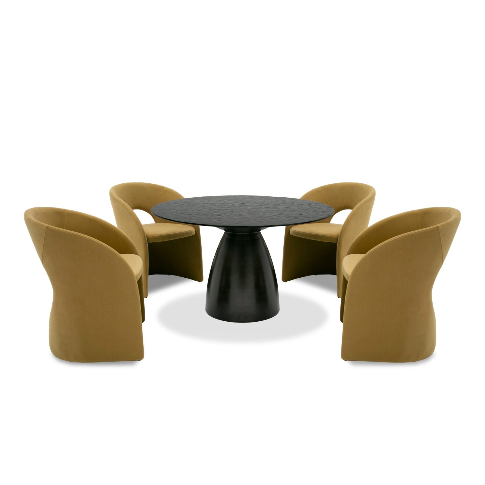 Modrest Calexico - Contemporary Black Wave Glass Round Dining Table - Image 3