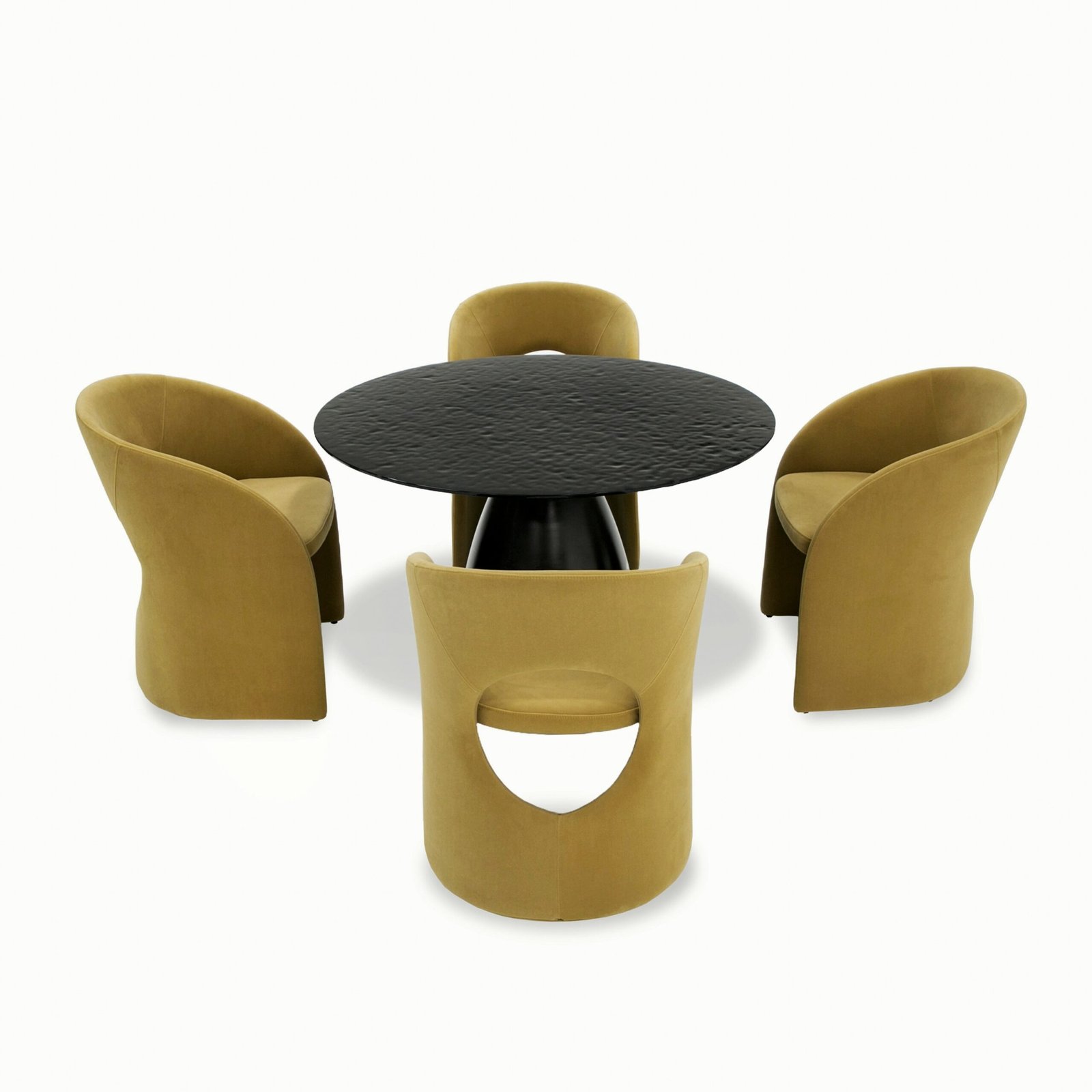 Modrest Calexico - Contemporary Black Wave Glass Round Dining Table - Image 4