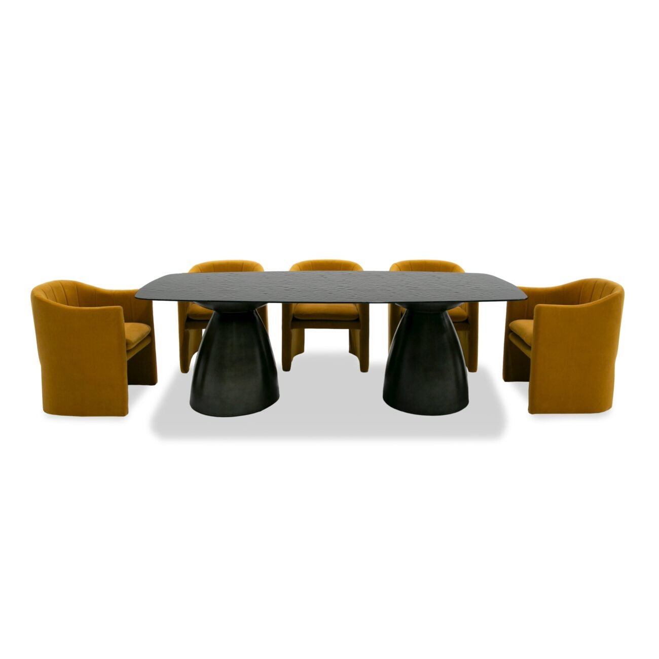 Modrest Calexico - Contemporary Black Wave Glass Rectangular Dining Table - Image 4