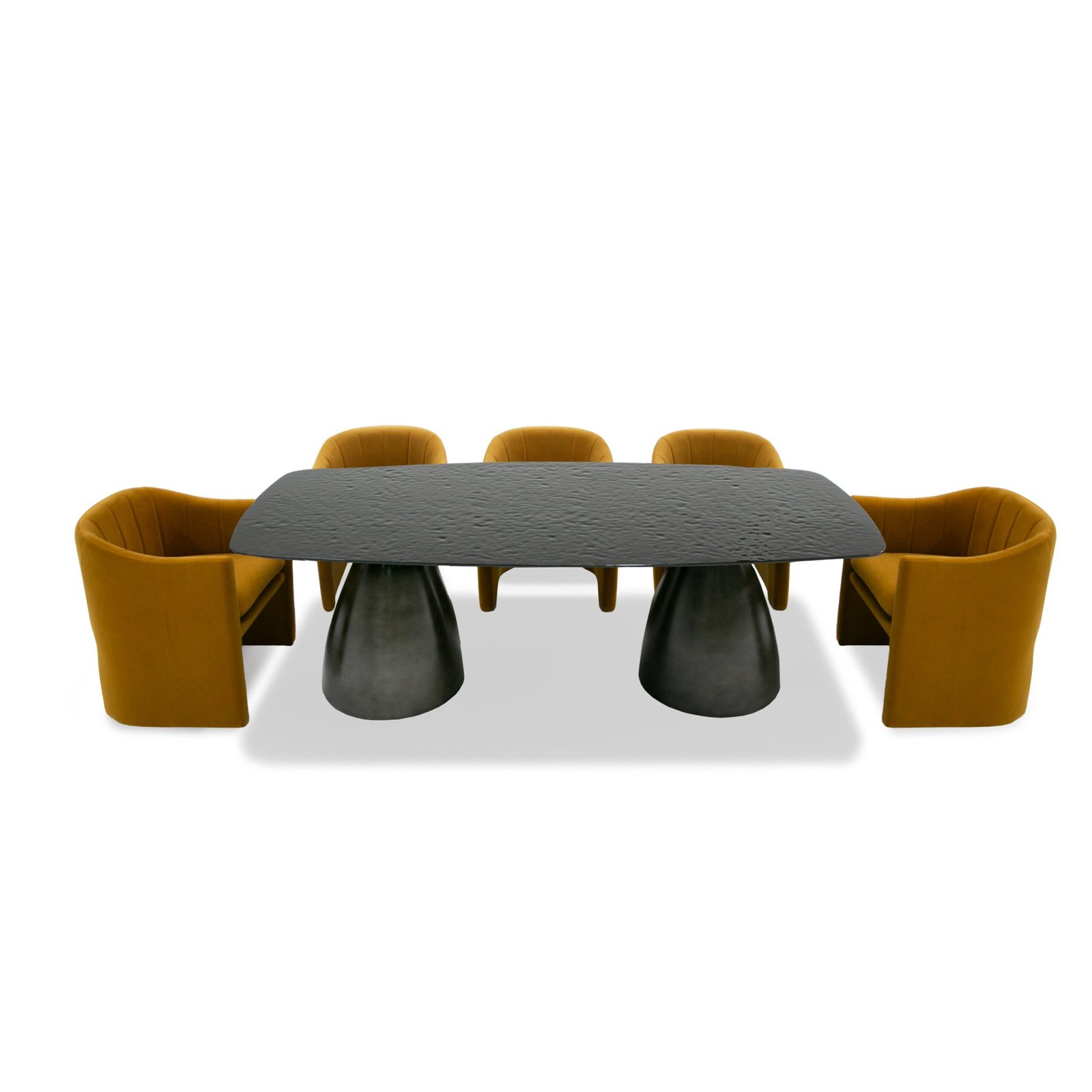 Modrest Calexico - Contemporary Black Wave Glass Rectangular Dining Table - Image 5