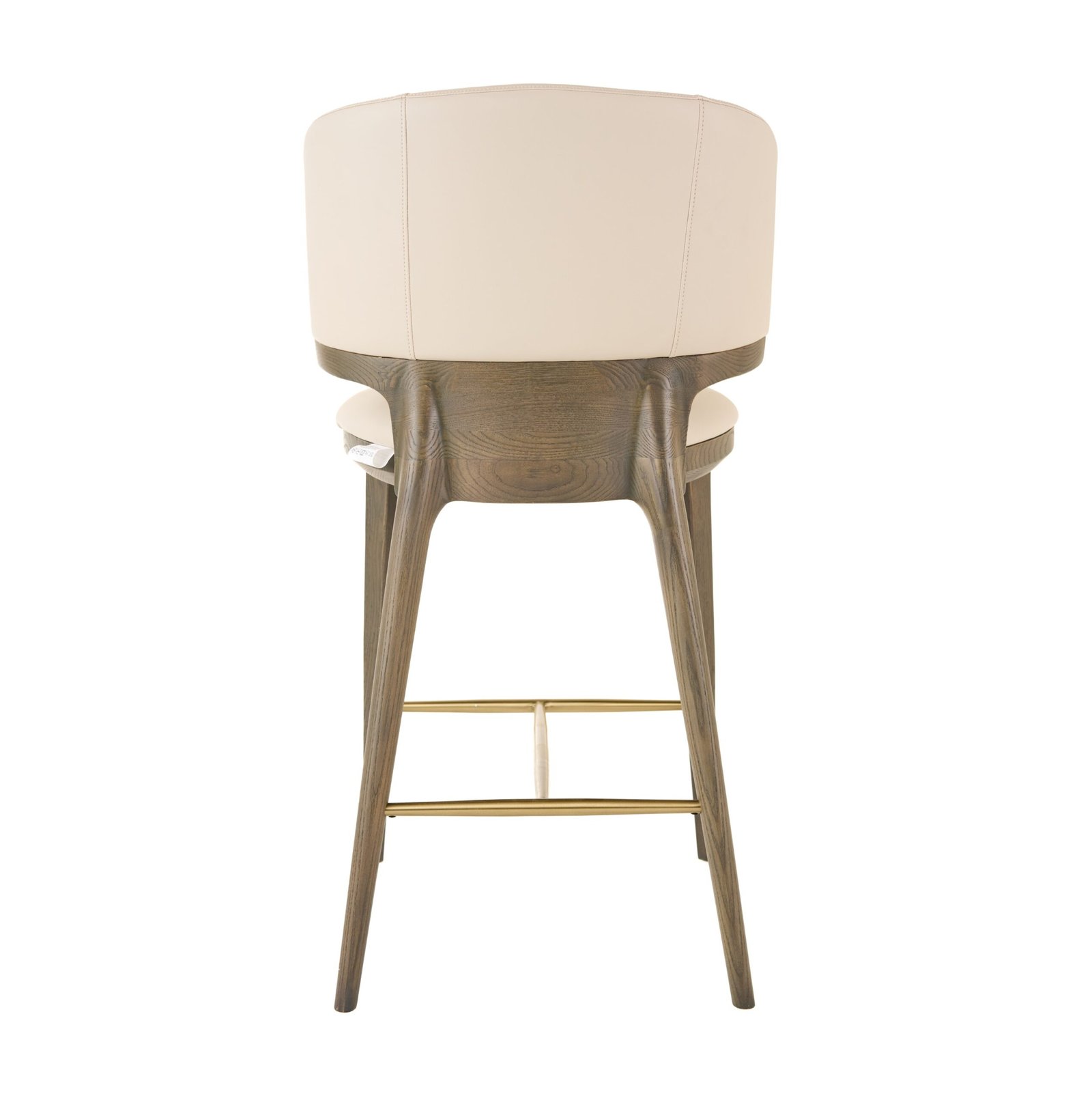 Modrest Calvary - Mid-Century Modern Beige Vegan Leather + Grey Ash Counter Chair - Image 4