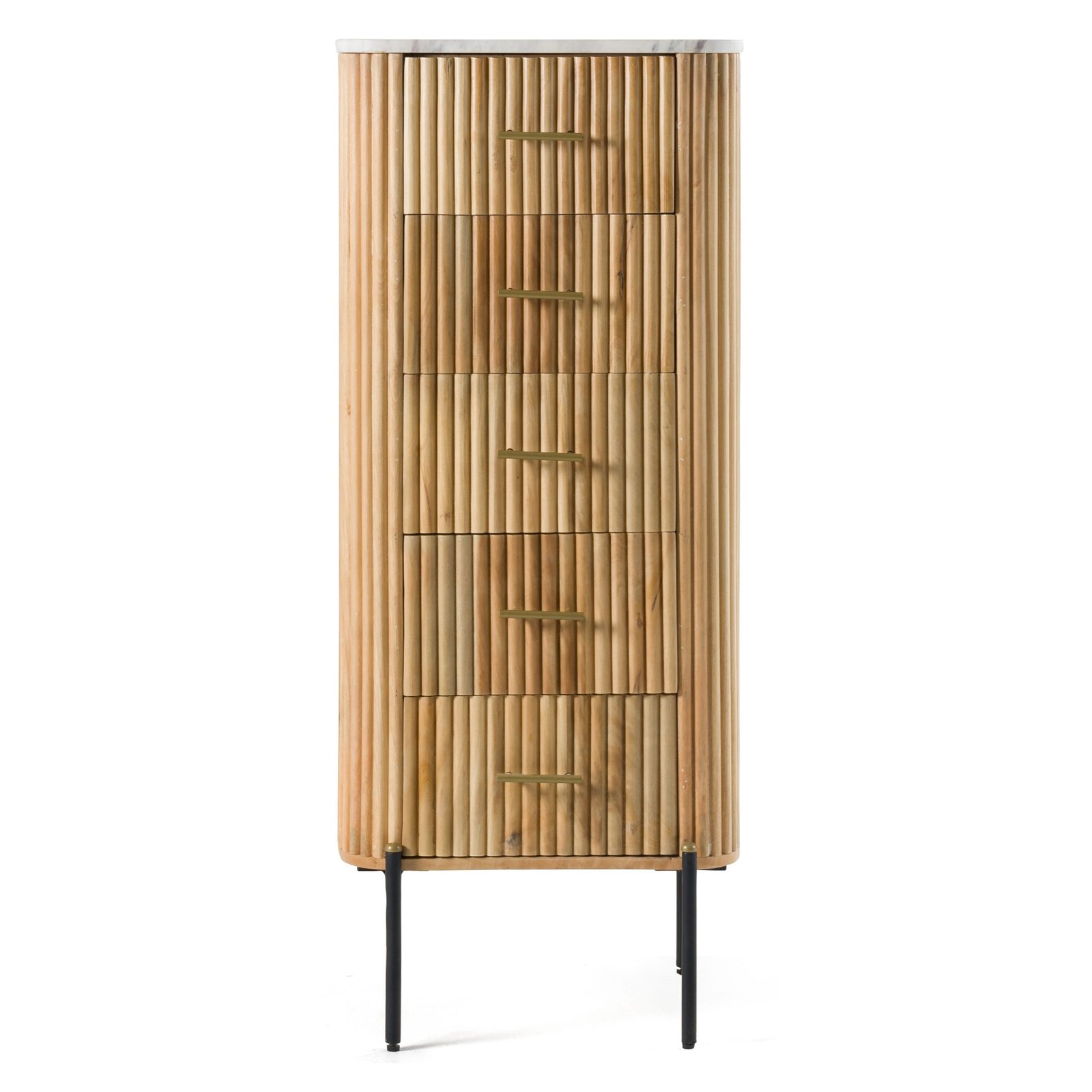 Modrest - Cambridge White Marble & Mango 5 Drawer Chest - Image 3