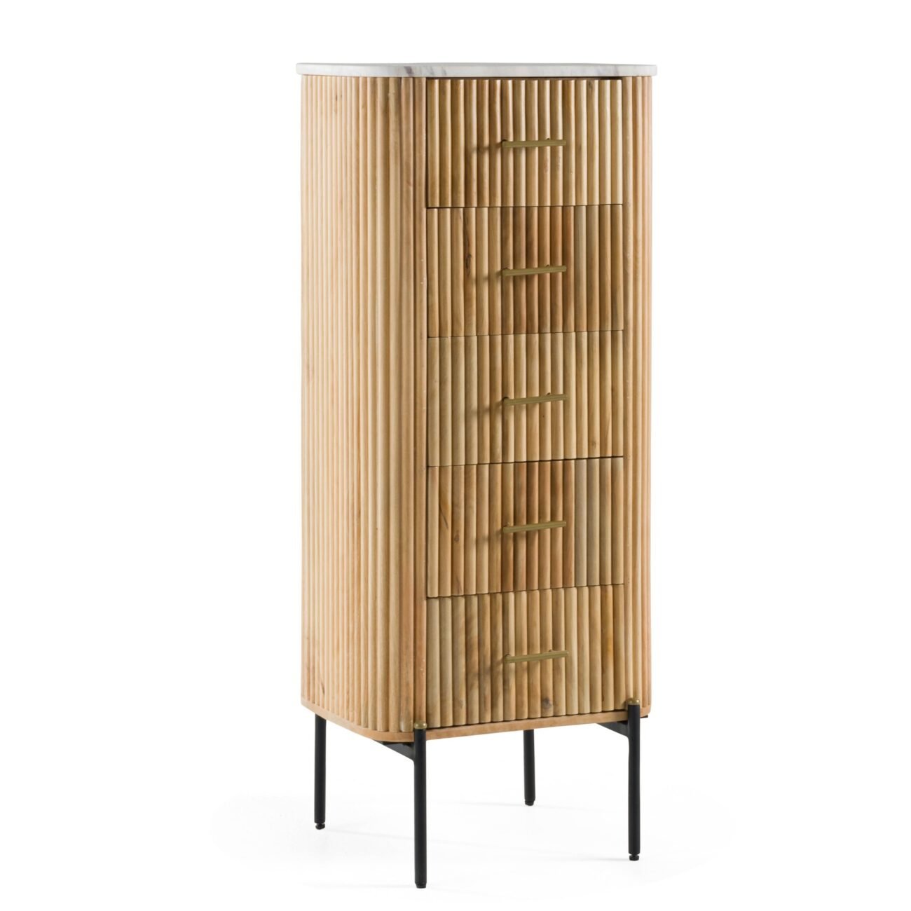 Modrest - Cambridge White Marble & Mango 5 Drawer Chest - Image 5