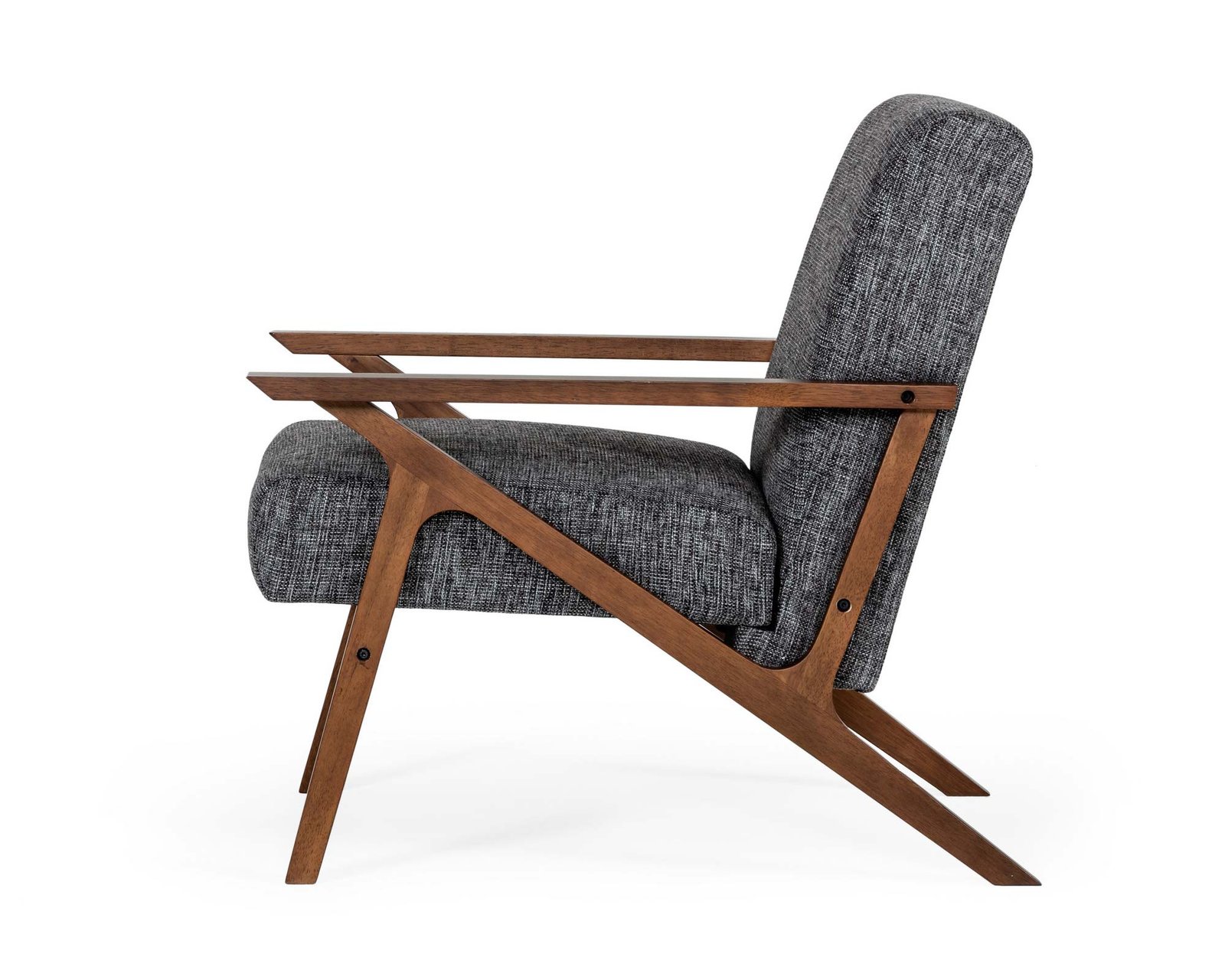 Modrest Candea - Mid-Century Walnut and Grey Compact Loveseat - Image 2