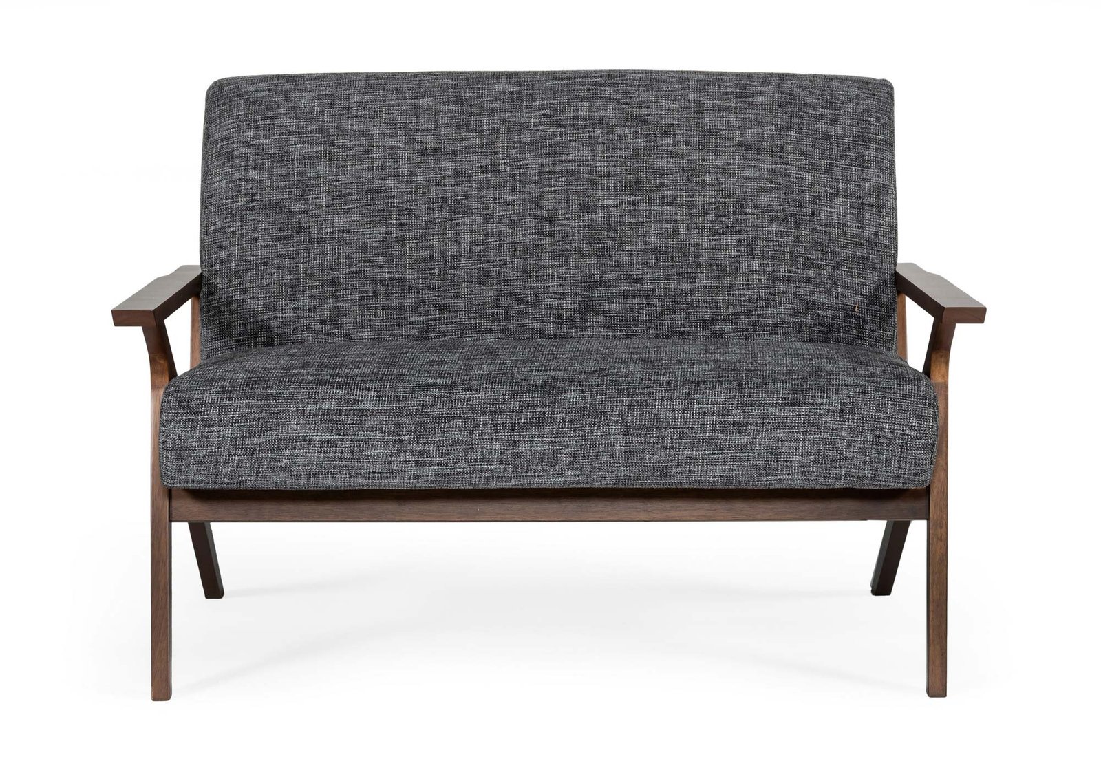 Modrest Candea - Mid-Century Walnut and Grey Compact Loveseat - Image 5