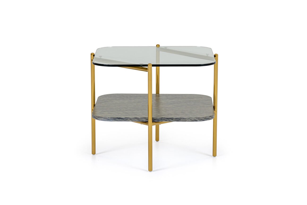 Modrest Cari - Glam Gold + Glass End Table - Image 3