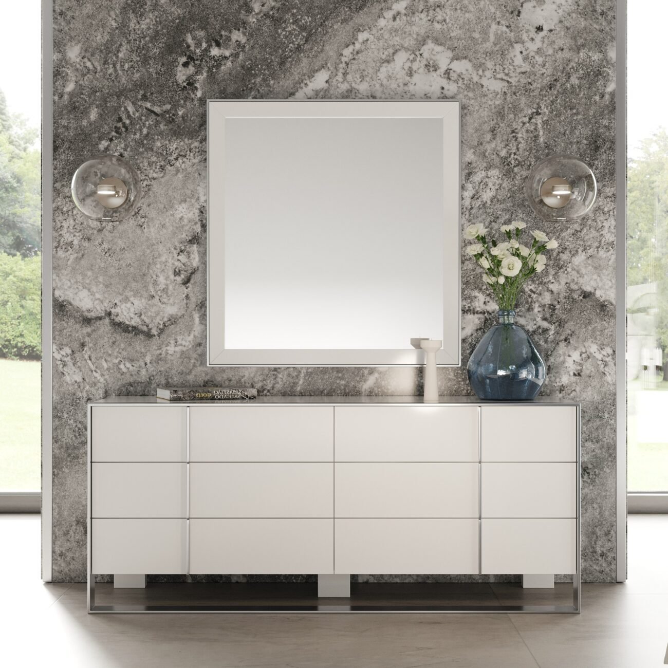 Modrest Cartier - Modern White + Stainless Steel Mirror - Image 4