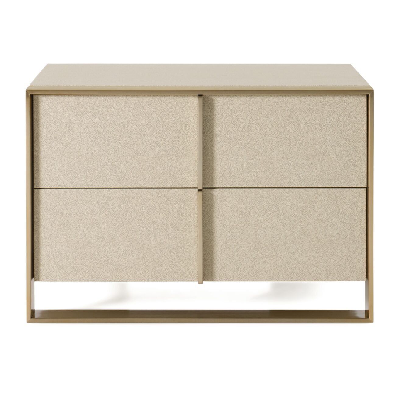 Nova Domus Cartier - Modern Beige Shagreen and Brushed Brass Nightstand - Image 2