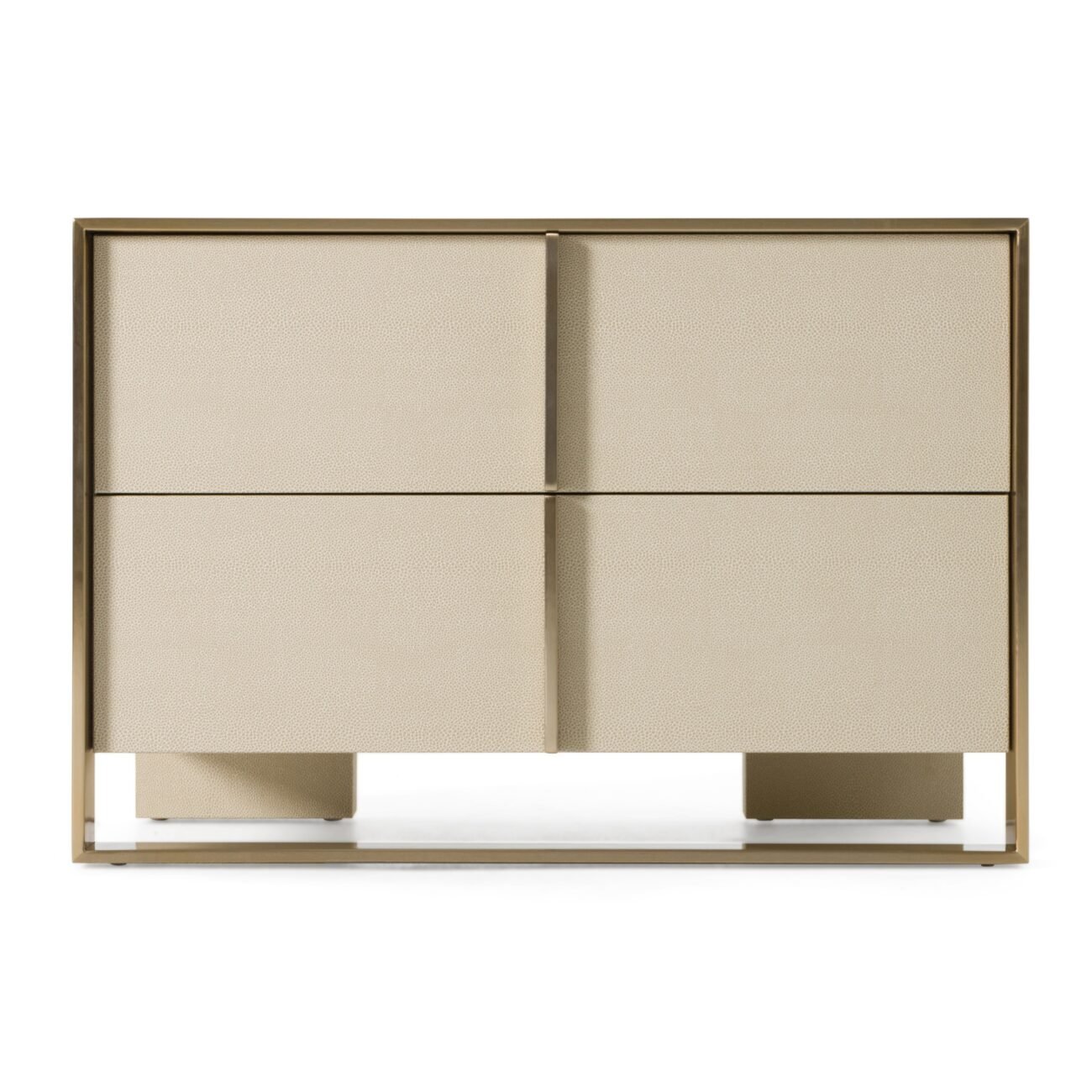 Nova Domus Cartier - Modern Beige Shagreen and Brushed Brass Nightstand - Image 3