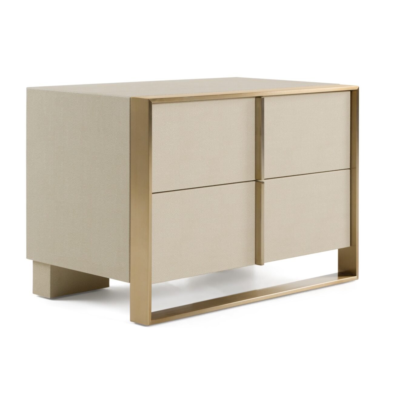 Nova Domus Cartier - Modern Beige Shagreen and Brushed Brass Nightstand - Image 4