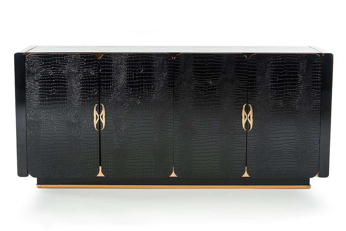 A&X Talin Modern Black Crocodile & Rosegold Buffet - Image 3
