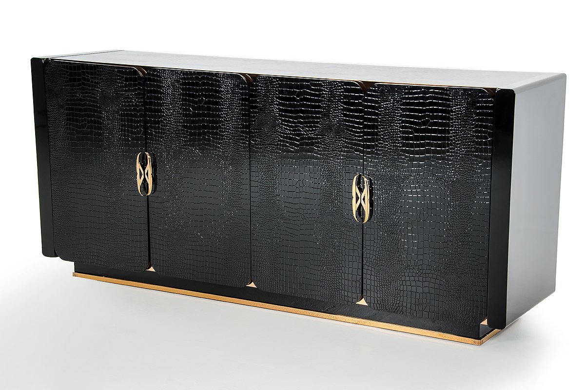 A&X Talin Modern Black Crocodile & Rosegold Buffet - Image 2