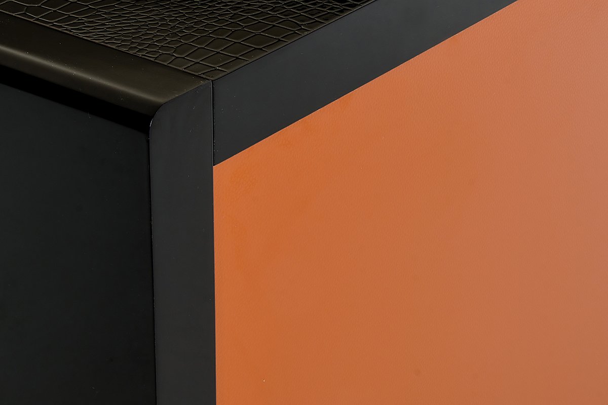 A&X Talin Modern Black Crocodile & Rosegold Buffet