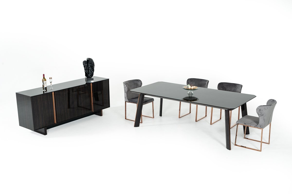 Modrest Chadwick Modern Ebony & Rosegold Dining Table - Image 3