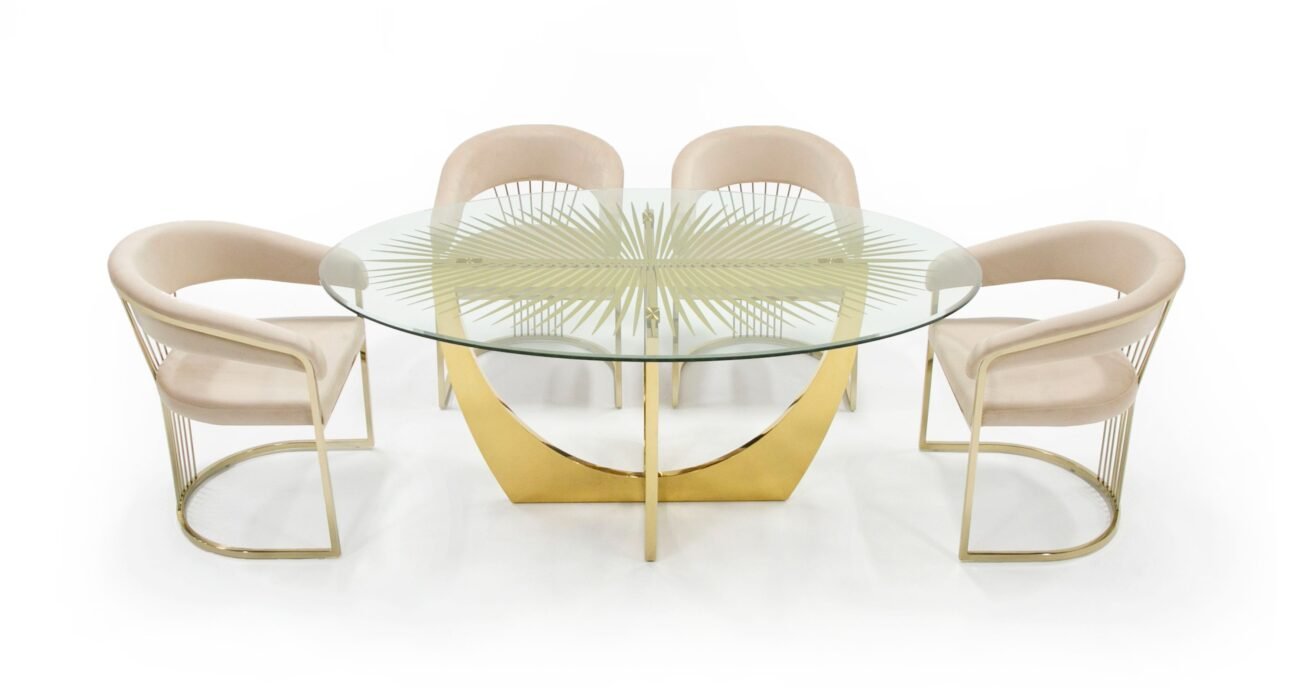 Modrest Chambers - Glass & Gold Dining Table - Image 3