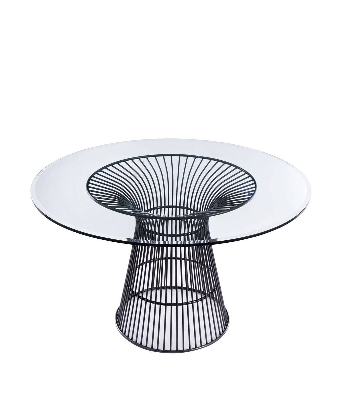 Modrest Chandler - Modern Round Glass & Black Stainless Steel Dining Table