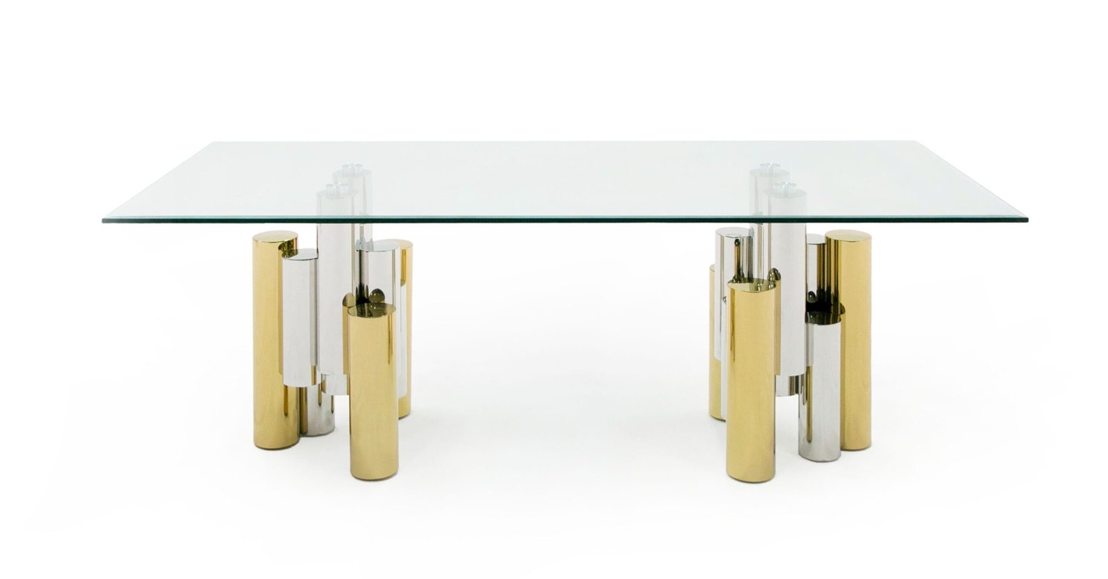 Modrest Chariot - Modern Glass and Silver Mix Gold Rectangular Dining Table - Image 3