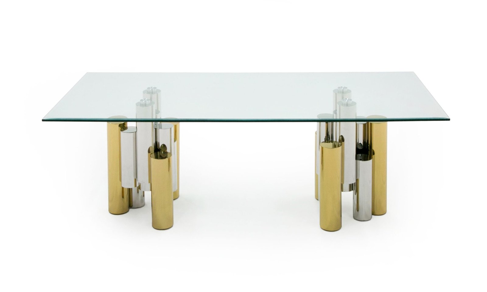 Modrest Chariot - Modern Glass and Silver Mix Gold Rectangular Dining Table - Image 4