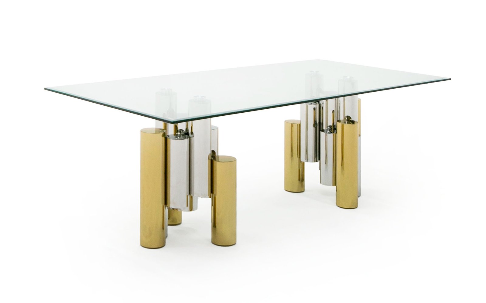 Modrest Chariot - Modern Glass and Silver Mix Gold Rectangular Dining Table - Image 5