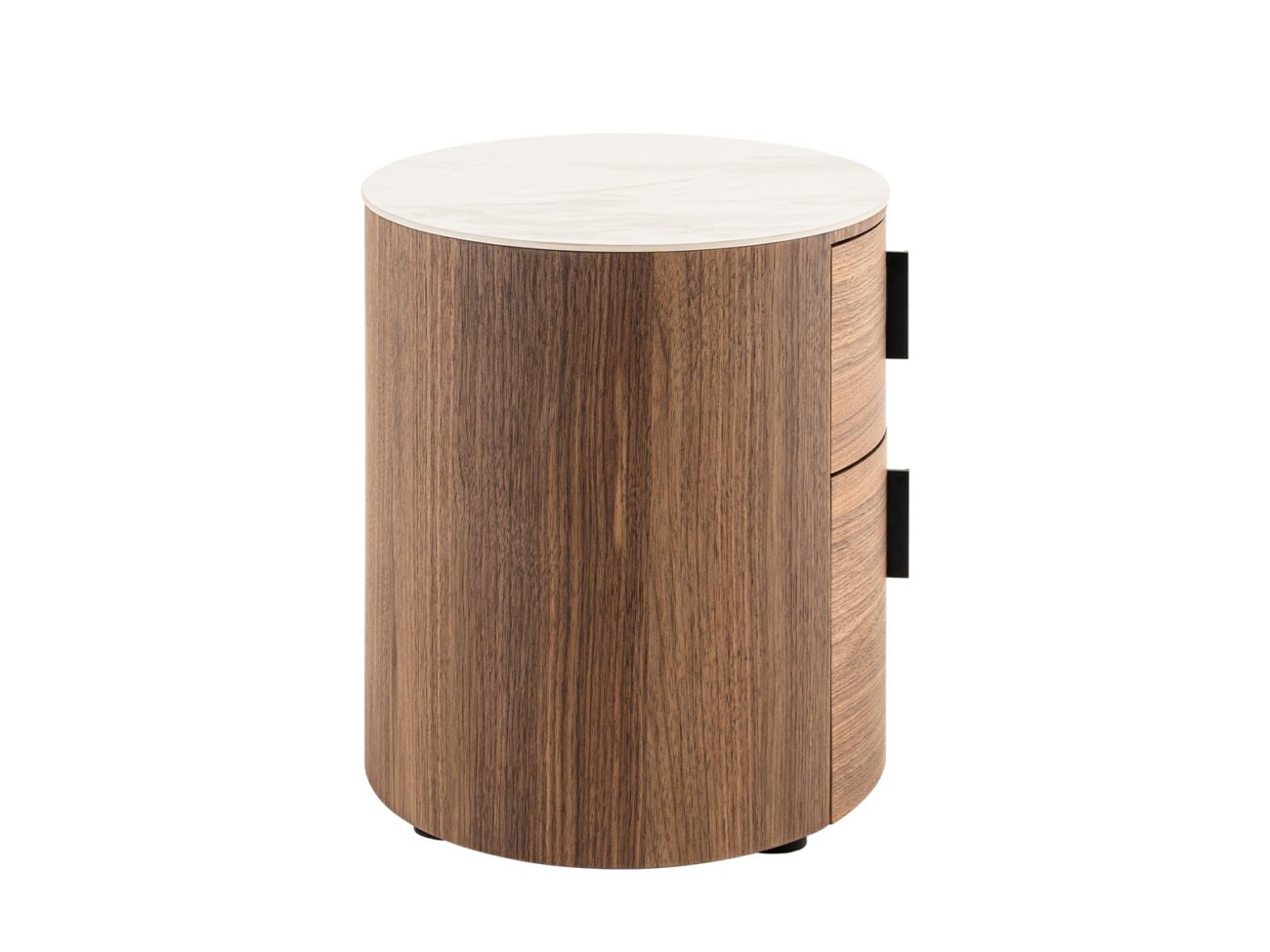 Modrest Chelton - Contemporary White Ceramic & Walnut Oval Nightstand - Image 3