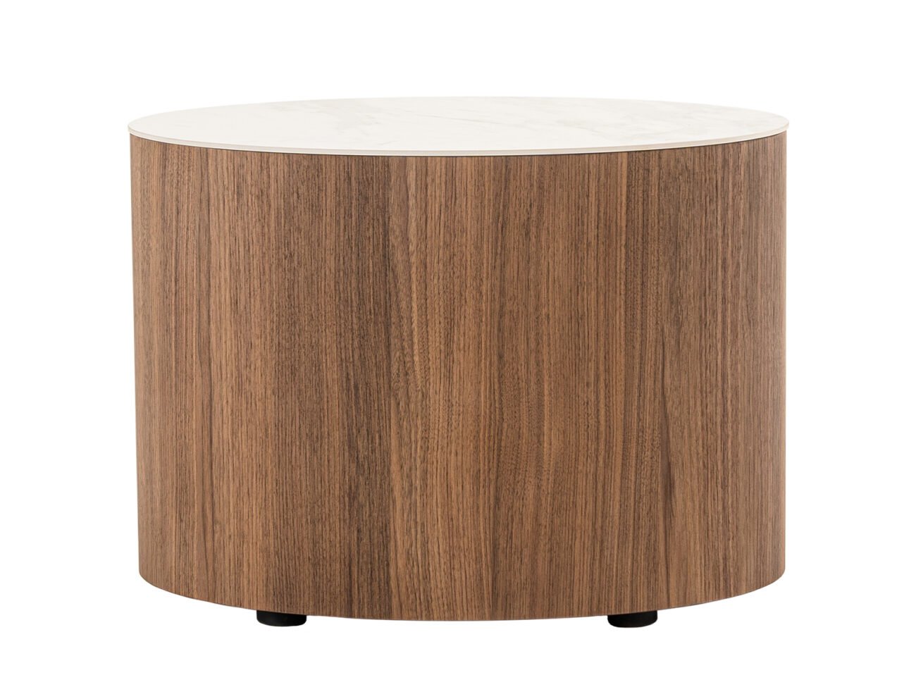 Modrest Chelton - Contemporary White Ceramic & Walnut Oval Nightstand - Image 4