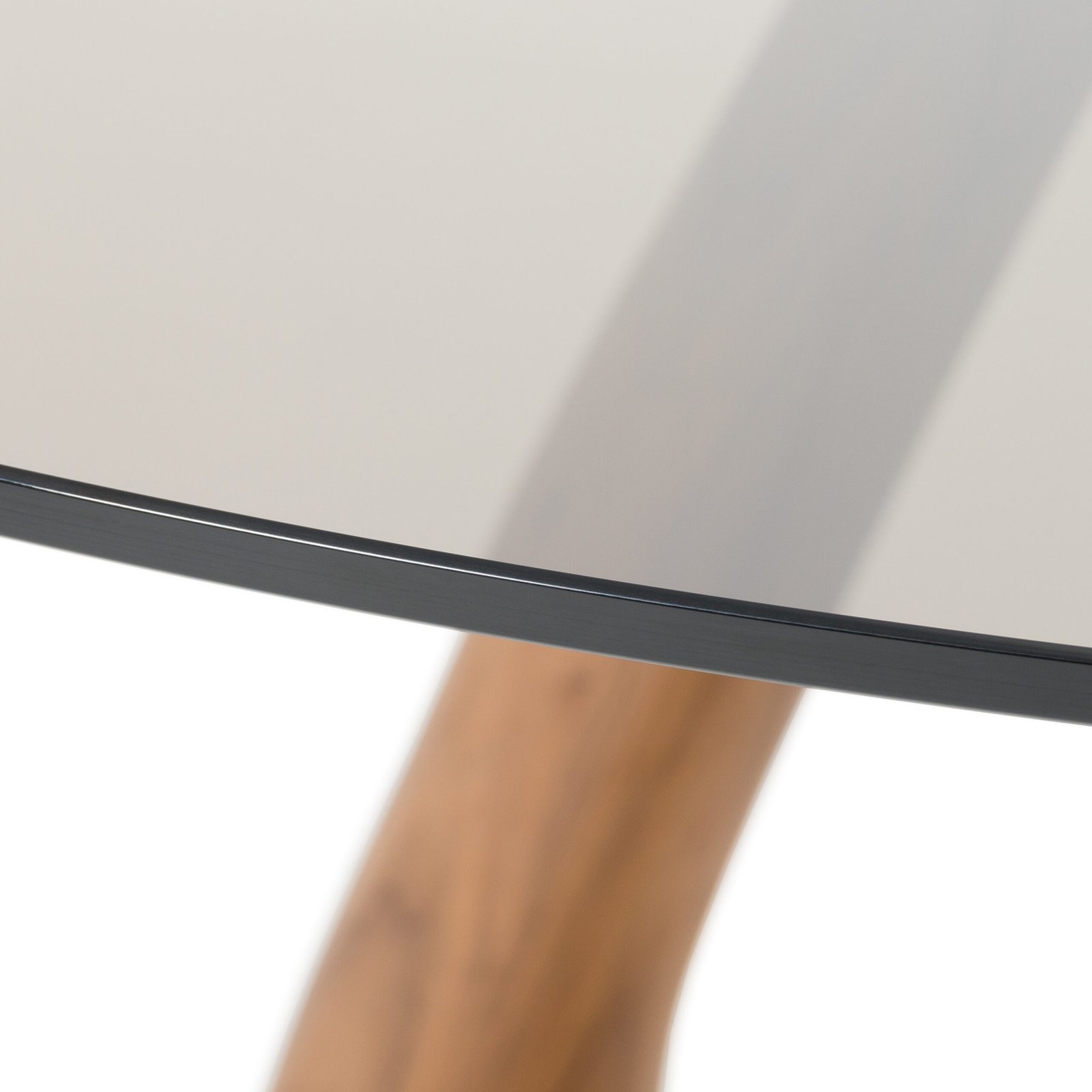 Modrest Christy - Mid-Century Modern Grey Glass + Walnut Round Dining Table - Image 5