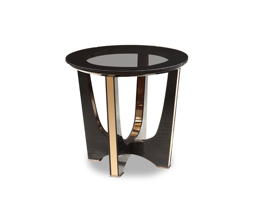 A&X Talin Modern Black Crocodile & Rosegold End Table - Image 2