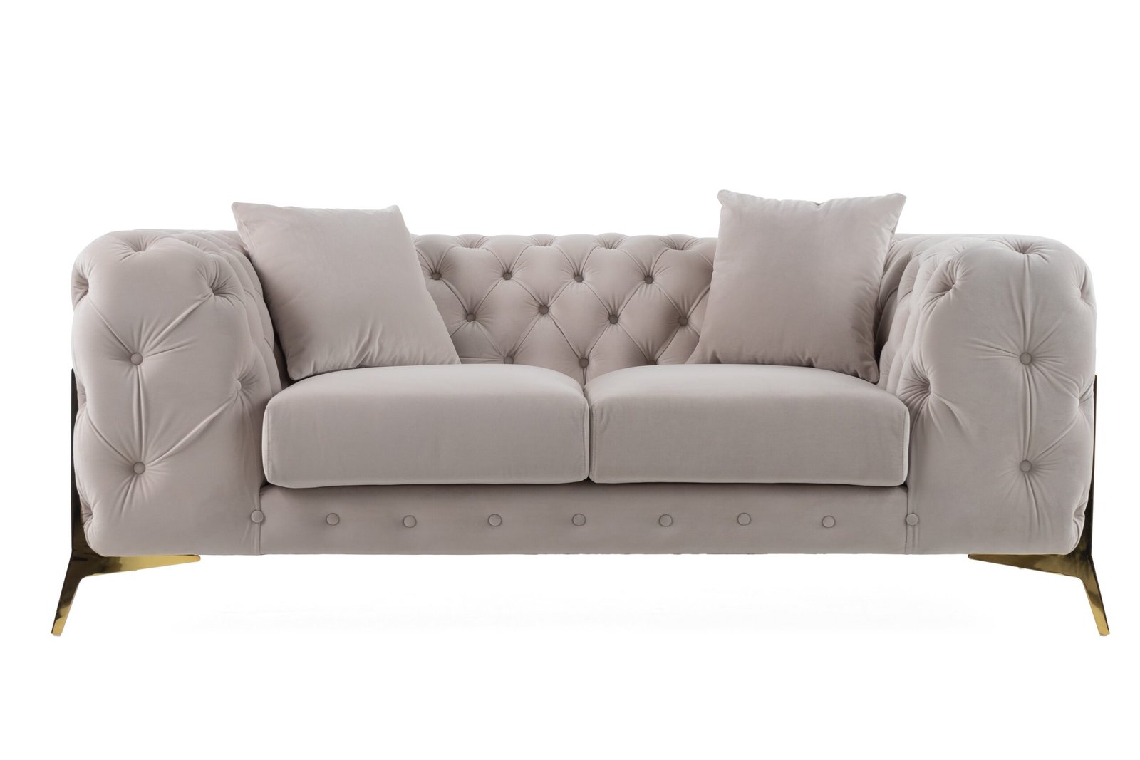 Divani Casa Clarice - Transitional Light Beige Velvet Loveseat