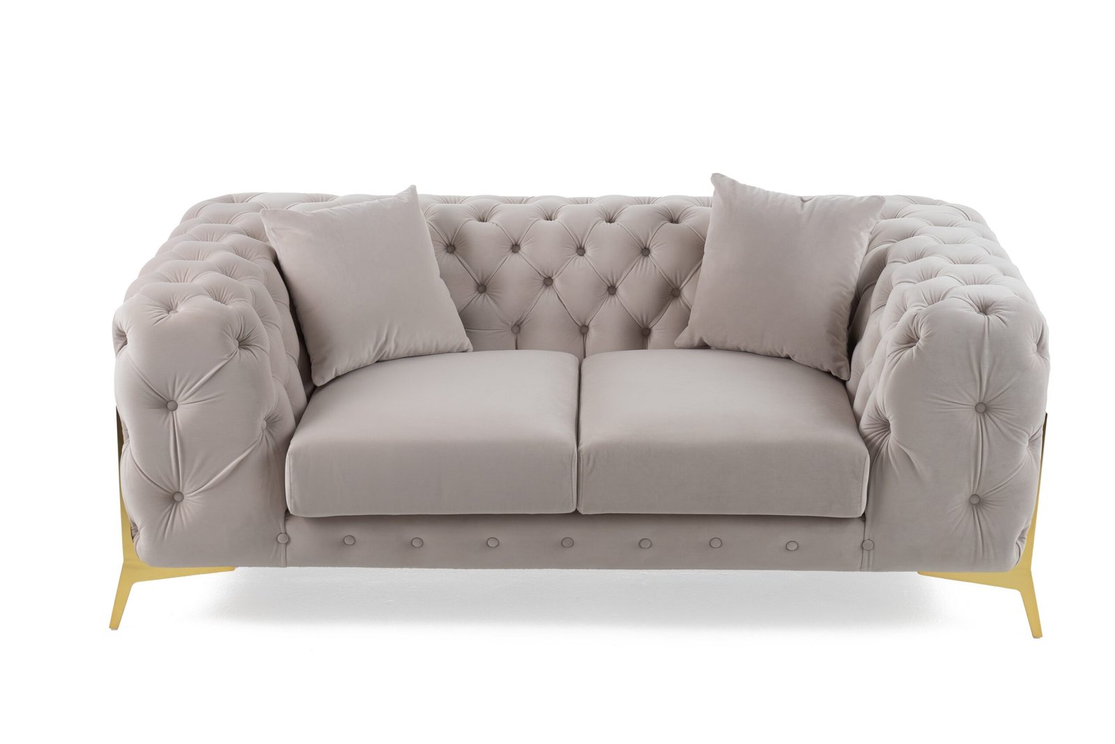 Divani Casa Clarice - Transitional Light Beige Velvet Loveseat - Image 2