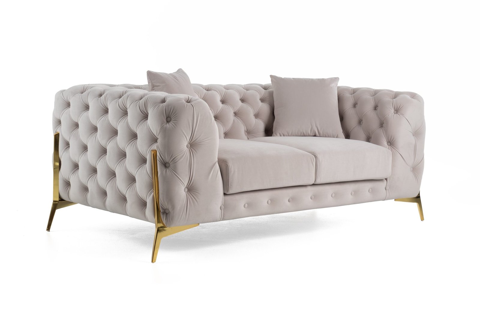 Divani Casa Clarice - Transitional Light Beige Velvet Loveseat - Image 3