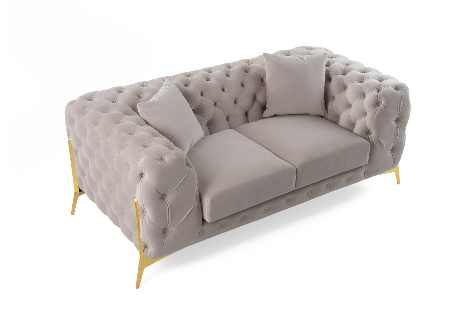 Divani Casa Clarice - Transitional Light Beige Velvet Loveseat - Image 4