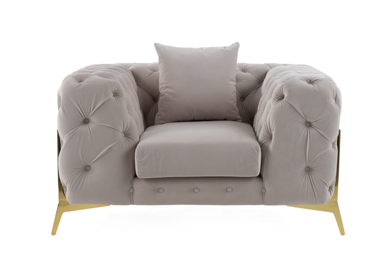 Divani Casa Clarice - Transitional Light Beige Velvet Chair