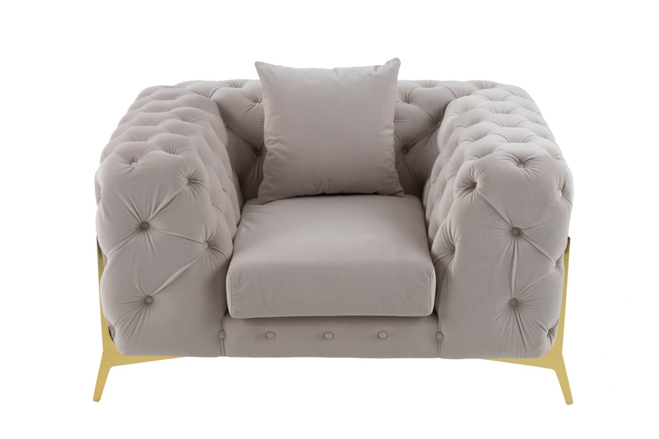 Divani Casa Clarice - Transitional Light Beige Velvet Chair - Image 2